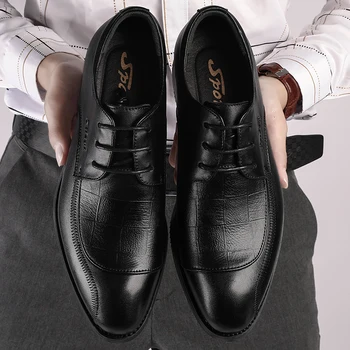 

Four Seasons Genuine Leather Men Shoes Pointed Toe Hand-made Casual Flats Men Business Oxfords Leather Shoes Formal Office Shoes