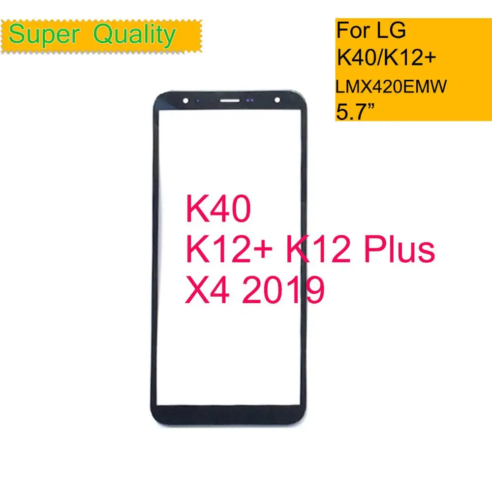 

10 шт./партия для LG K40 K12 + K12 Plus X4 2019 X420EM сенсорный экран передняя стеклянная панель передняя внешняя линза для LG K40 ЖК-стекло с OCA