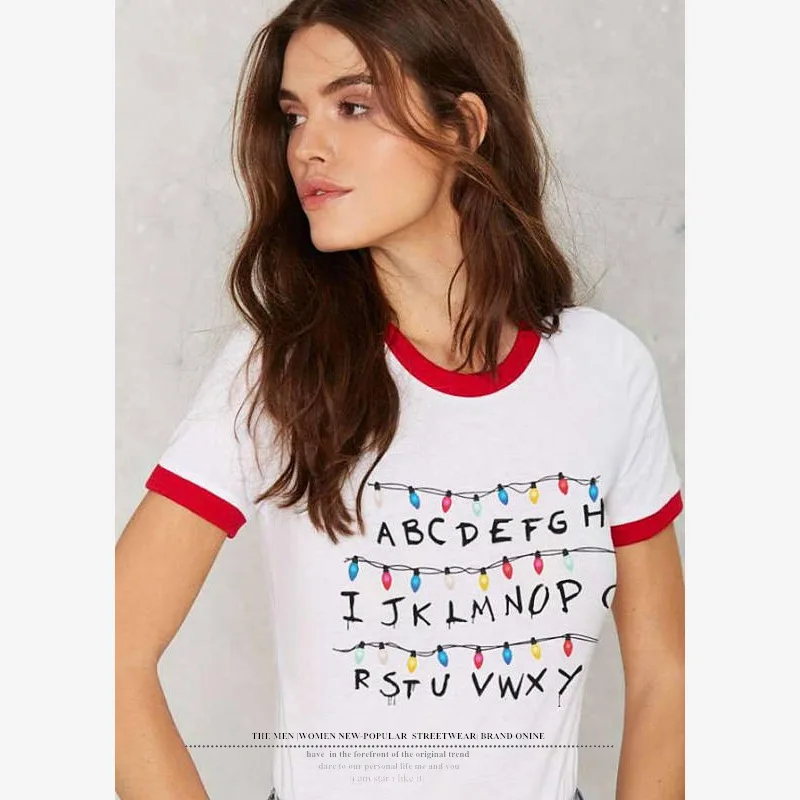 Футболка с принтом «странные вещи» г., летние футболки с набивным рисунком, женские футболки в стиле Харадзюку Модные женские топы для девочек - Цвет: 5