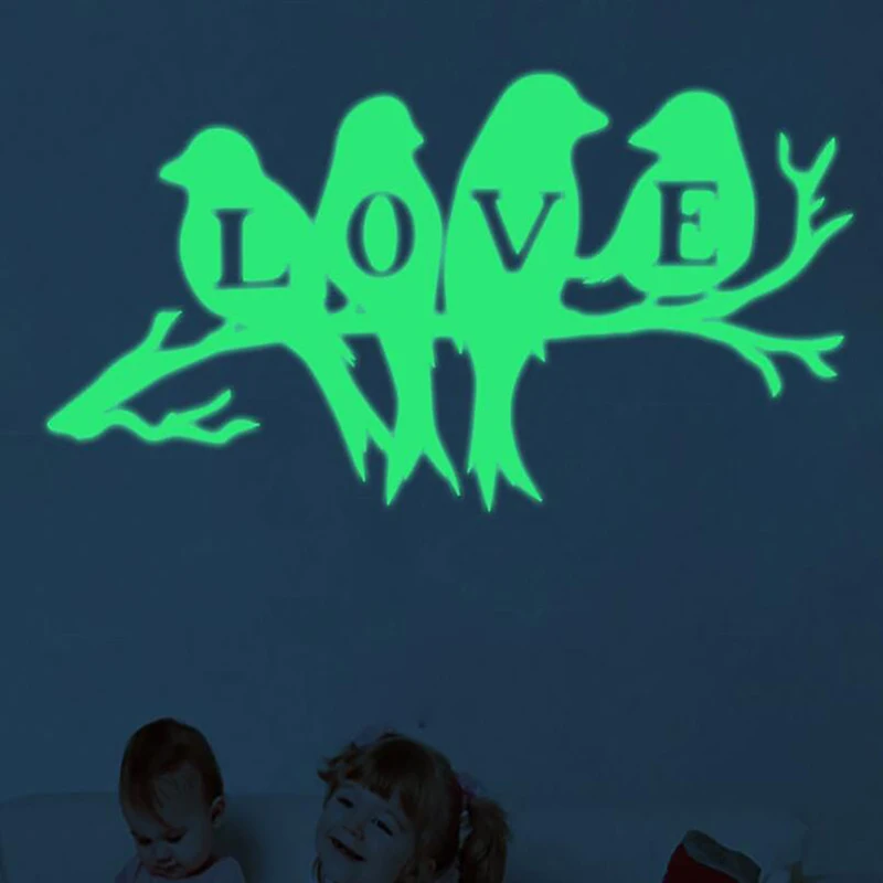 Creative Luminous Bird On The Tree Branch Wall Sticker For Living Room Decals Art Stickers Home Decoration Murals | Дом и сад