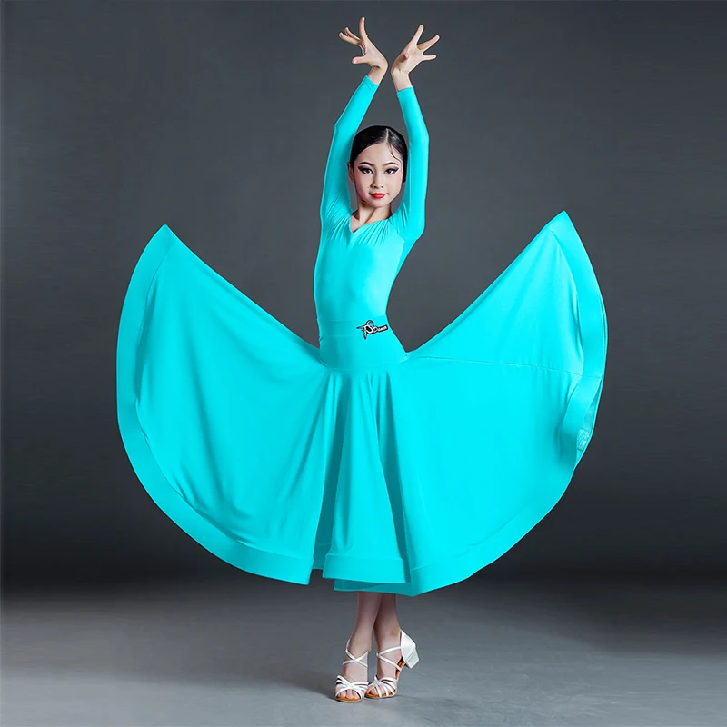 Girls Ballroom Dance Costume Autumn Blue/Purple Tango Waltz Dancing Clothes Standard Competition Dancewear Practice Wear VDB4569
