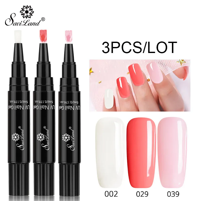 Saviland 3 шт./лот набор гель-лаков UV Vernis полуперманентный праймер верхнее покрытие 5 мл полигель лак для ногтей маникюрный гель - Цвет: 002 n 029 n 039