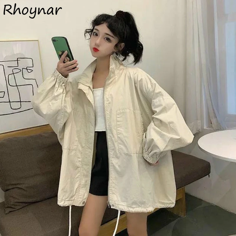 

Basic Jackets Women Batwing Sleeve Solid Leisure Chic Coats Autumn Student Harajuku High Street Korean Version Vintage Baggy New