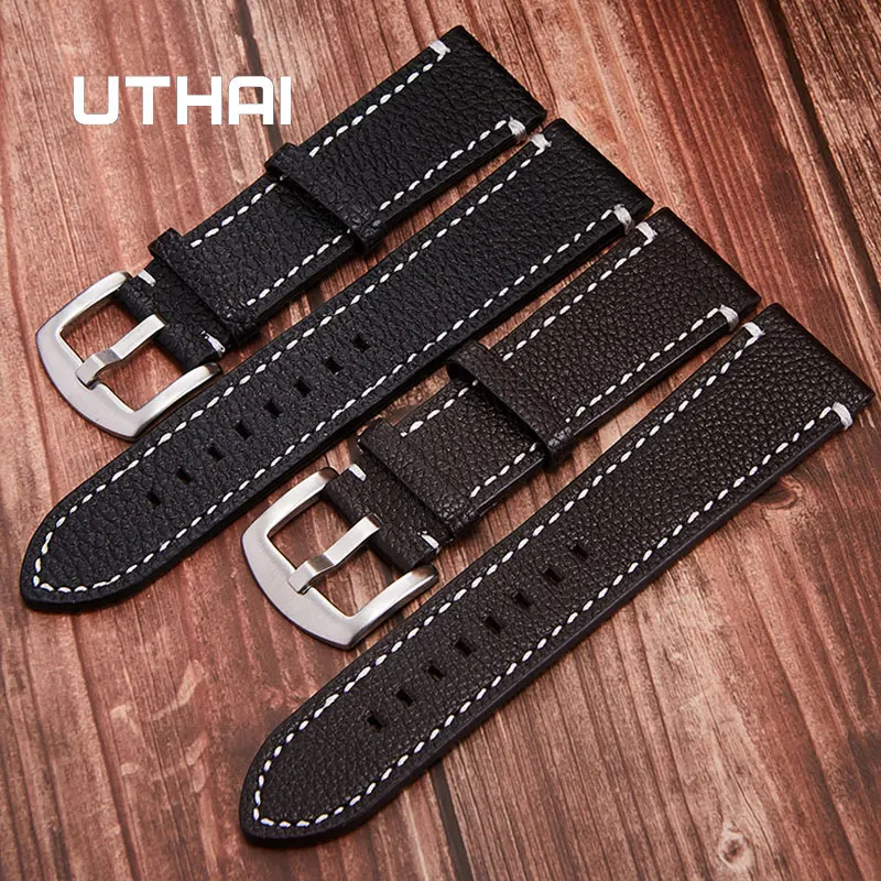 UTHAI Z15 деловые мужские Ремешки для наручных часов телячья кожа ремешок для часов 18-24 мм аксессуары для часов браслет