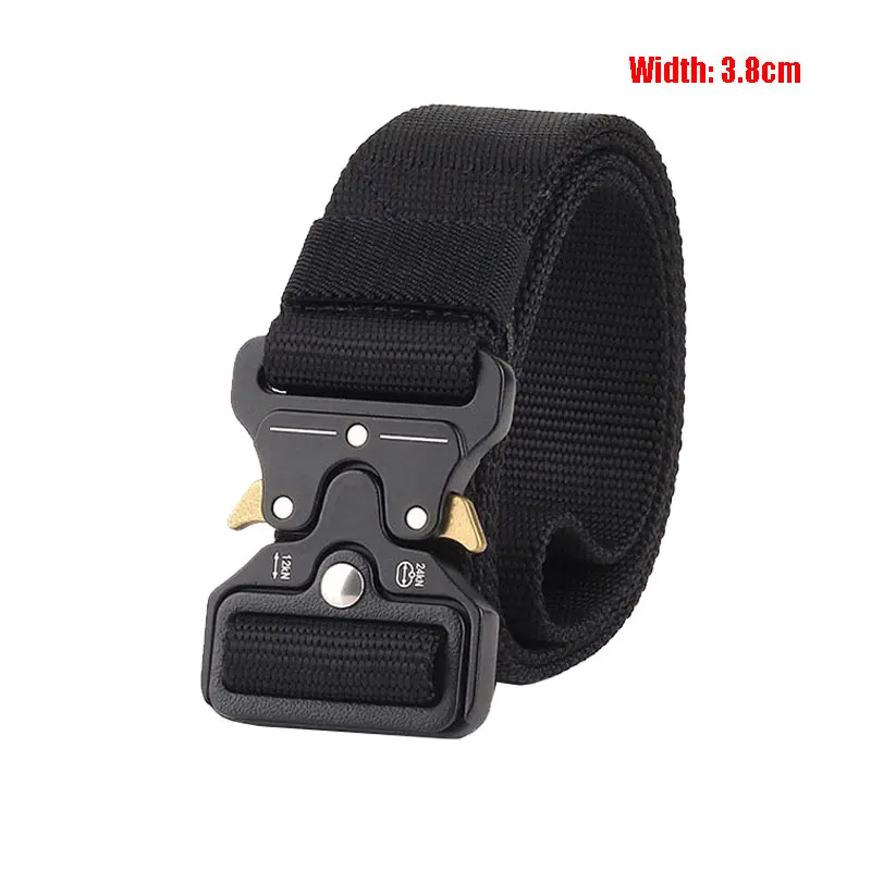 3.8cm belt Военный Тактический нейлоновый ремень с металлической пряжкой Регулируемый армейский полицейский открытый быстросъемный тренировочный ремень для охоты ширина 3,8 см 4,3 см - Цвет: 3.8cm belt