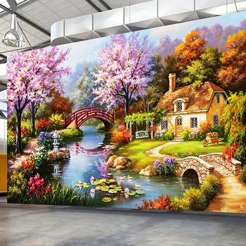 Custom Mural Wallpaper Romantic Pastoral Landscape Oil Painting Large Mural Wall Decoration Living Room Bedroom Photo Wall Paper