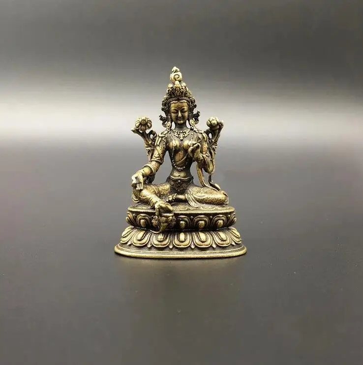 

Collection Chinese Copper Carved Green Tara Bodhisattva Buddha Statue Exquisite Small Statues