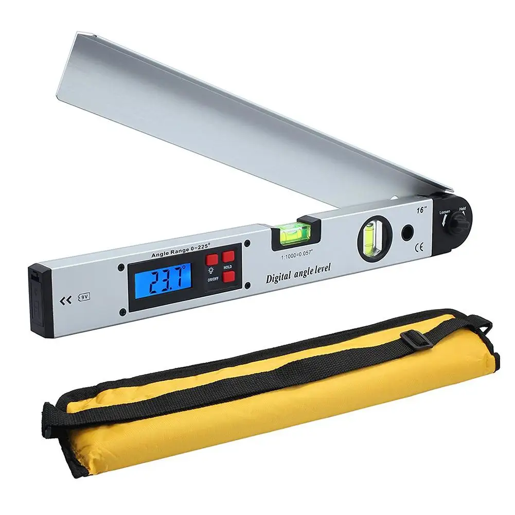  Digital Angle Finder 400mm/16 inch 0~225°Backlit LCD Digital Inclinometer Protractor for Industrial