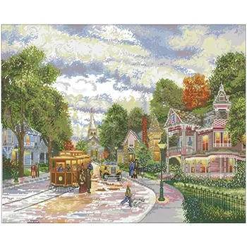 

Romantic street patterns Counted Cross Stitch 11CT 14CT 18CT DIY Chinese Cross Stitch Kits Embroidery Needlework Sets