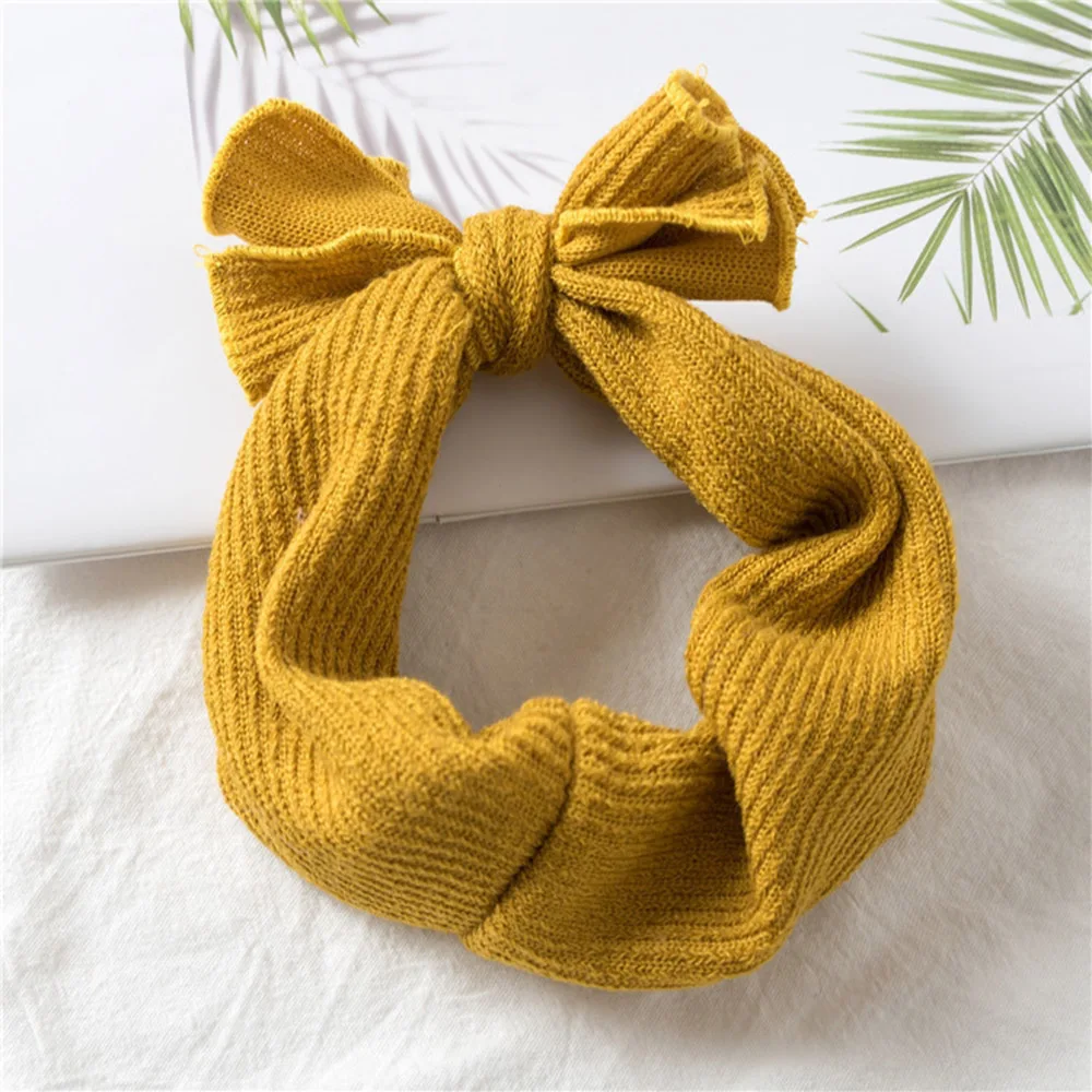 Осенне-зимняя однотонная Детская повязка на голову для девочек; мягкие эластичные повязки на голову для маленьких девочек; аксессуары для волос; повязка на голову - Цвет: yellow