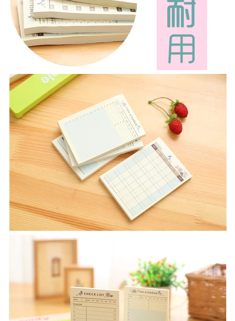 Kawaii Липкие заметки милые еженедельные Memopad To Do List N Times расписание заметки лист проверки офисные школьные канцелярские принадлежности Декор