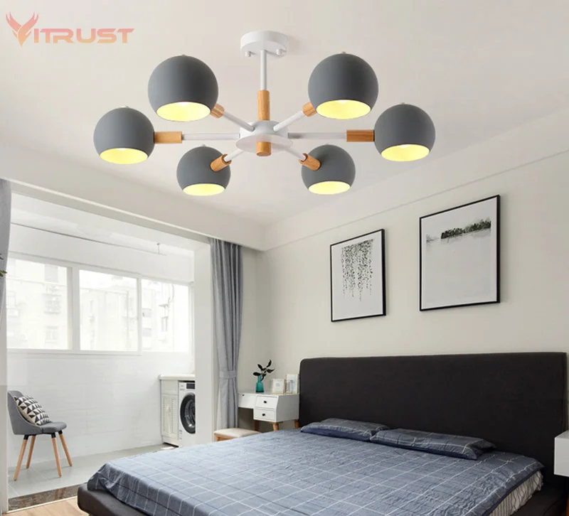 

Nordic Simple Ceiling Light Fixtures Minimalist Solid Wooden Pendant Lamp Study Bar Light 3, 6, 8 E27 LED lights