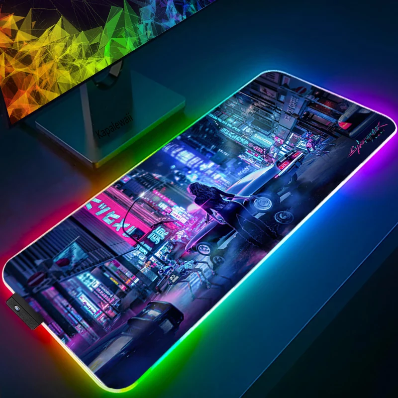 Большой коврик для мыши RGB XXL игровой со светодиодной подсветкой компьютерный