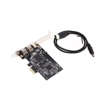 

3 Port PCI Express PCI-E FireWire 1394a IEEE1394 External Controller Card For Windows XP/Vista/7 32/64 bit With Firewire Cable