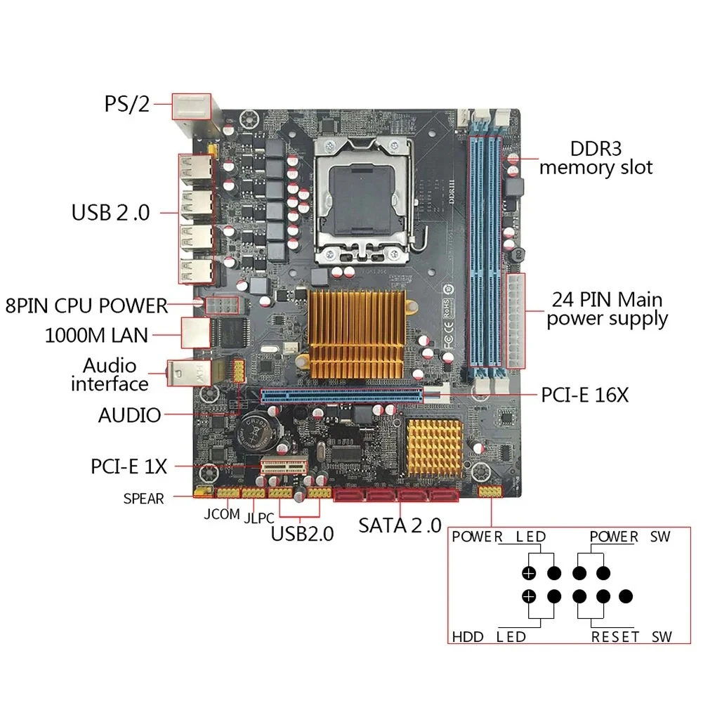 X58-1366 домашняя двухканальная профессиональная cpu прочная ECC память обучающая настольная DDR3 Одиночная стабильная запасная материнская плата набор