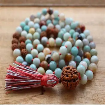 

6mm Amazonium Vajra Bodhi 108 Beads Tassel Mala Necklace cuff Unisex Chakas Bless classic Lucky yoga Wristband energy