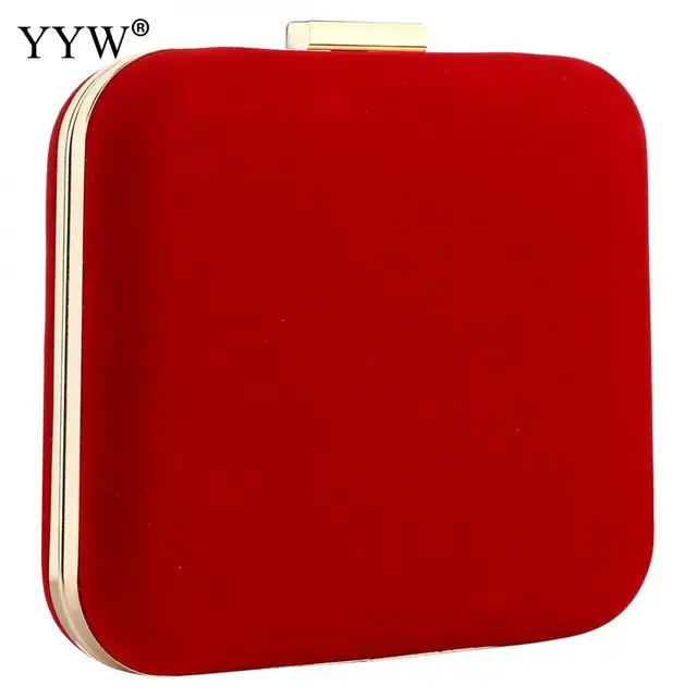 Bolso de mano de franela roja para mujer, Cartera de boda negra, elegante,  cuadrada, para cumpleaños y boda, con asa superior, 2020|Bolsas de noche| -  AliExpress