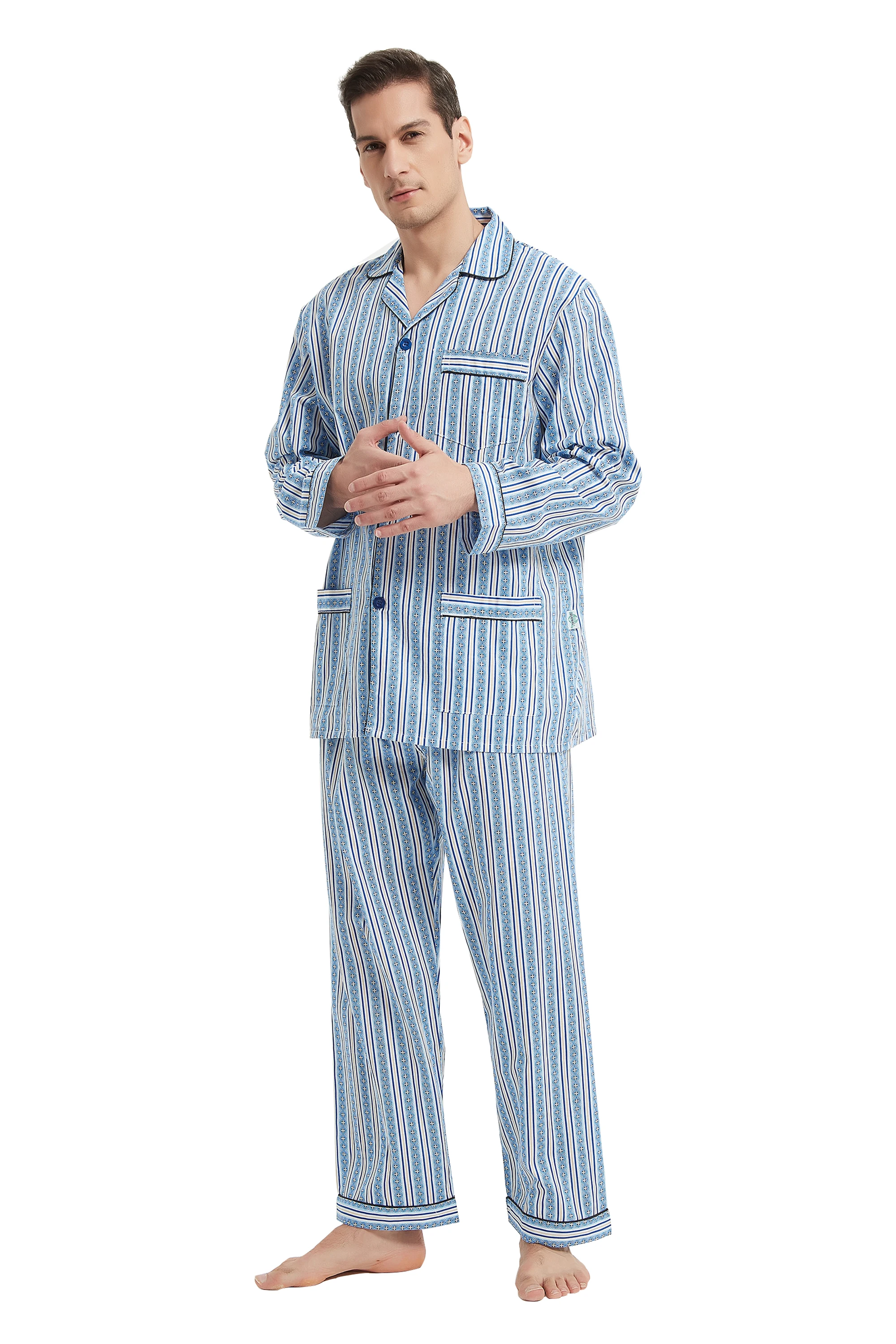Global/pajamas men's button/set men's home/pajamas men's with pants suitable for spring and summer