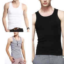 Мужская Облегающая майка для фитнеса, эластичная Повседневная, с круглым вырезом, дышащая, типа H, из чистого хлопка, однотонная мужская Нижняя Майка, Майки