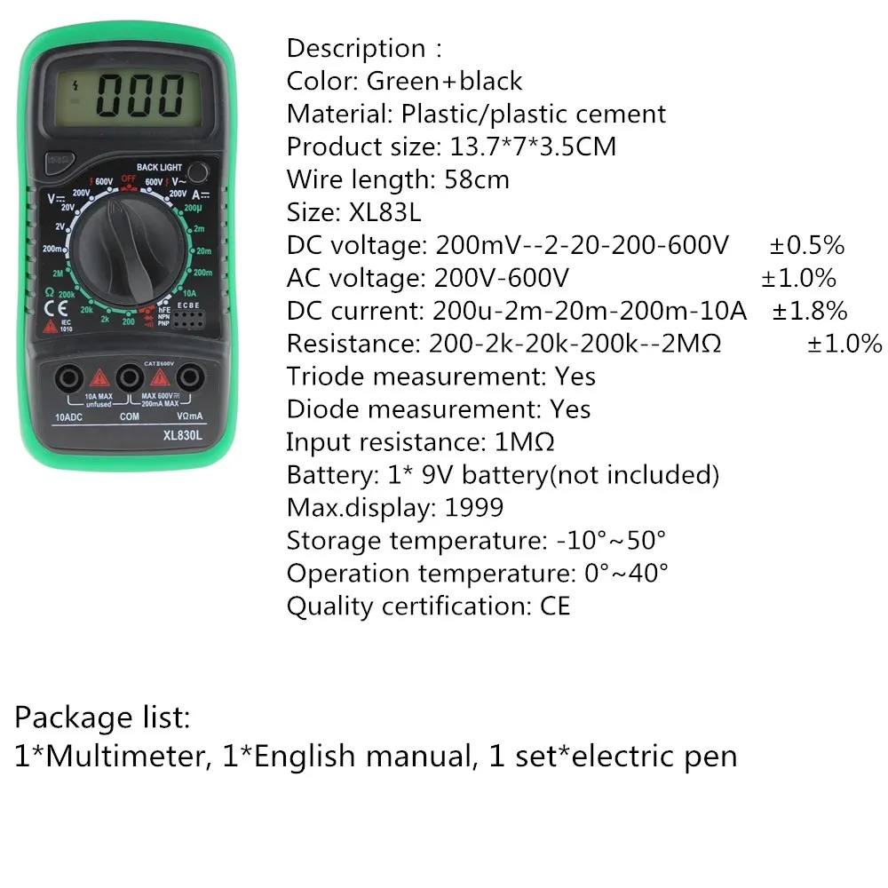 A830L ручной мультиметр Avometer тестер инспекции измерительные инструменты точные - Цвет: 160190