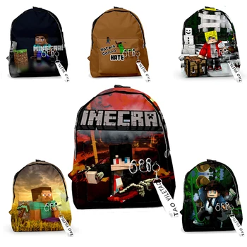 

Men School Backpack Mincraftes Child Student Bookbag Robloxs Schoolbag Boy Cartoon Anime Figure Knapsack Travel Sport Casual Bag