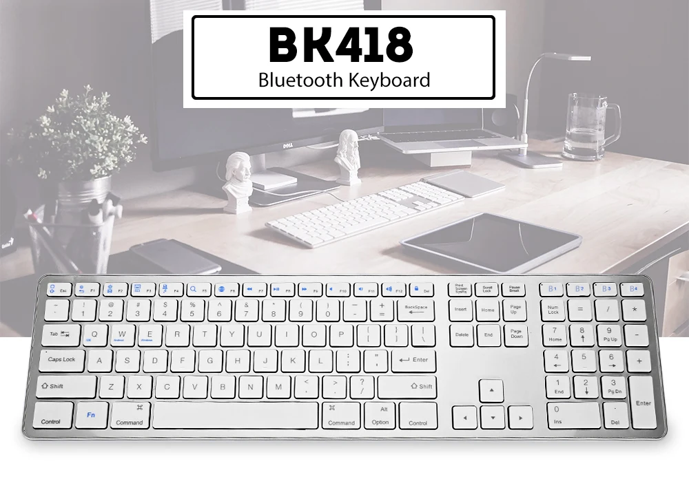 BK418 portable standard abs 109 KEYS wireless bluetooth wireless keyboard for iMac/Mac Pro/MacBook/MacBook Air/Pro Laptop PC