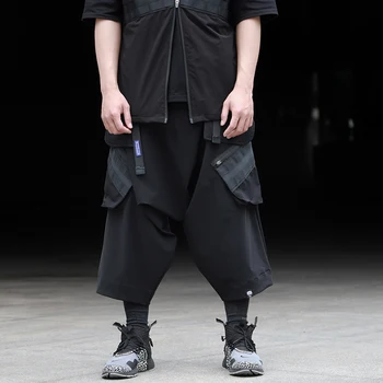 

WHYWORKS techwear men capris pants drop crotch pants three quarter pants cargo shorts hip hop style