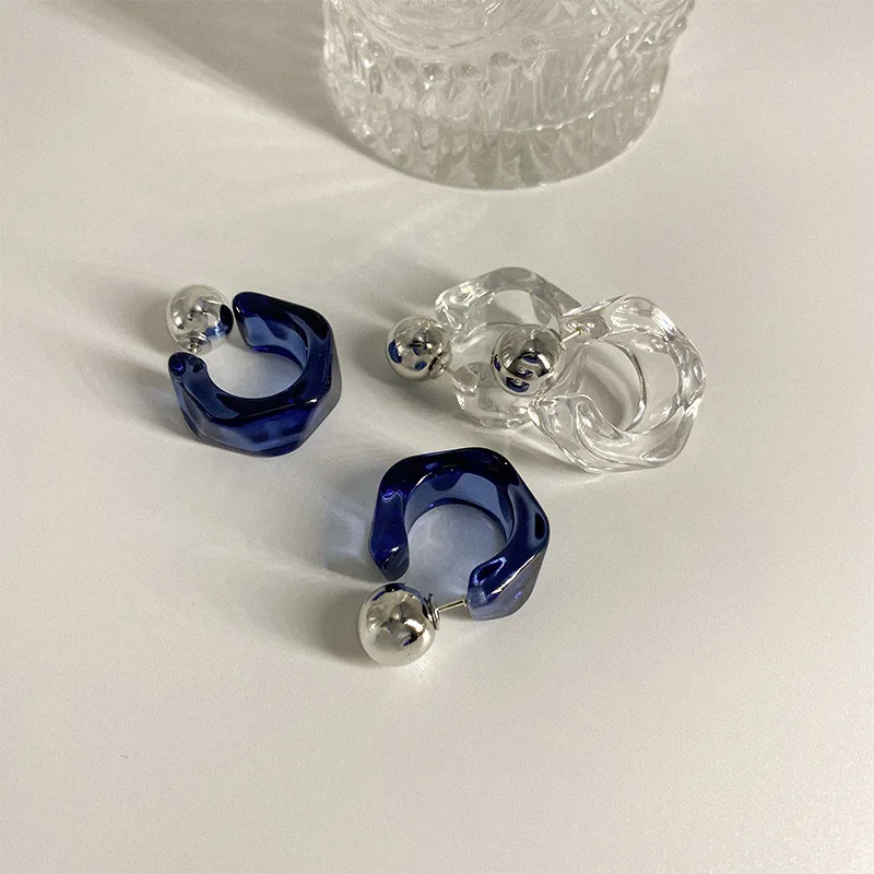 2021 New Korea Clear Acrylic Geometric C-shaped Hoop Earrings For Women Girls Trends Hanging Earrings Party Travel Jewelry Gifts 5