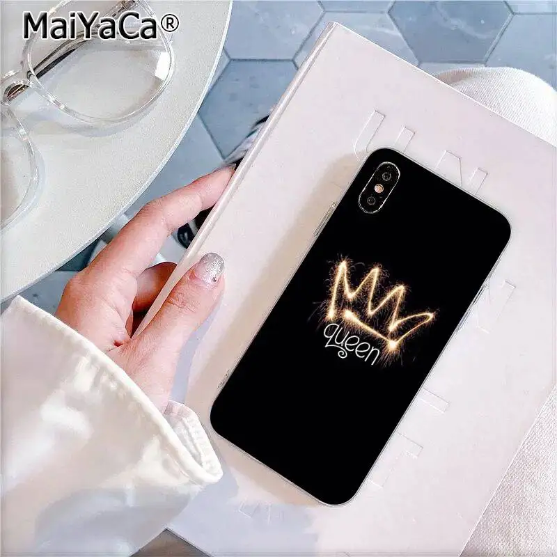 MaiYaCa черный фон флуоресцентный Неон Королева Роза Coque Оболочка Чехол для телефона для iPhone 11 pro 8 7 6 6S Plus X XS MAX 5 5S SE XR