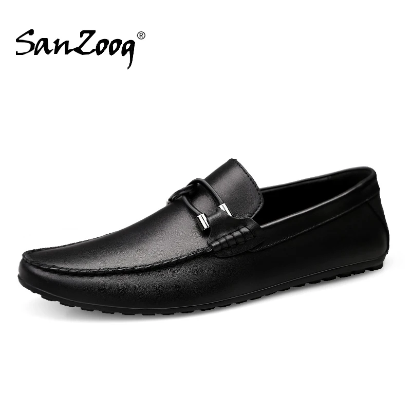 Spring Autumn Genuine Leather Slip on Men Shoes Moccasins Loafers ...