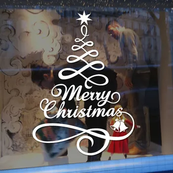 

1PC Cute Christmas Tree Wall Sticker Window Vinyl Window glass Wall Stickers Home Decorations Gifts Party decorations