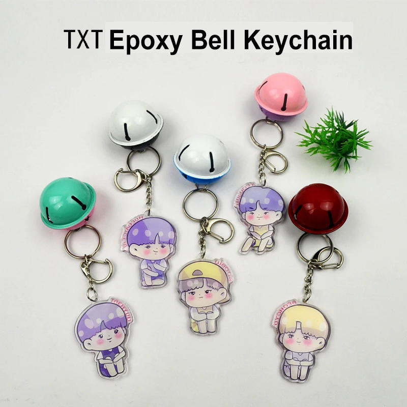 

KPOP TXT Bell Keychain Crystal Epoxy Acrylic Pendant Dropshipping