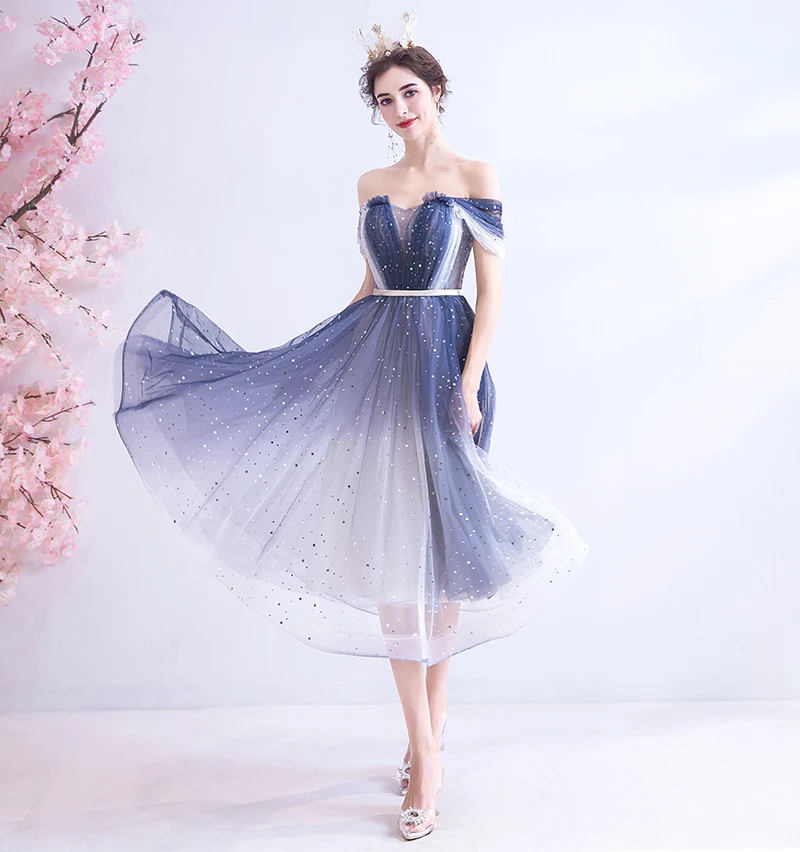 SSYFashion/Новинка; коктейльные платья; вечерние платья синего цвета со ...