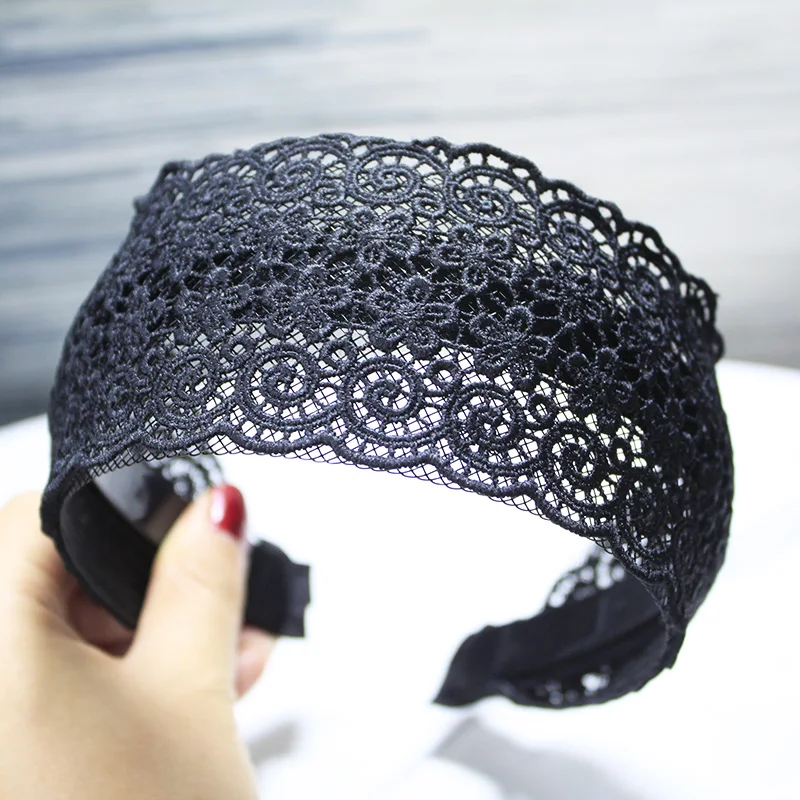 Lystrfac Vintage Wide Flower Lace Headband for Women