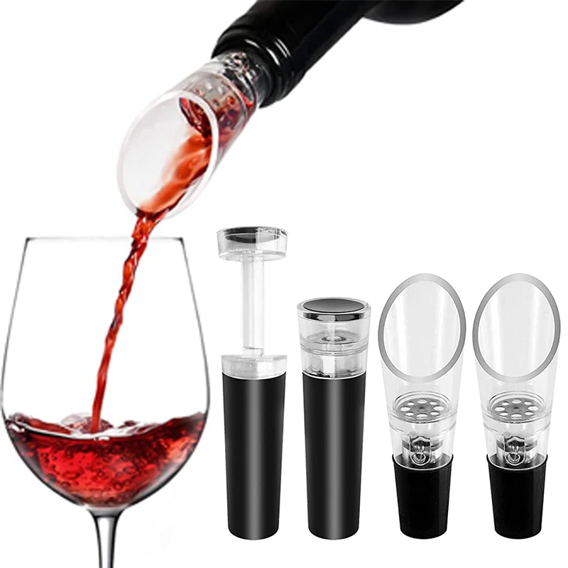 Wine Bottle Stopper Air Pump, Vacuum Sealed Saver, Wine Preserver, Liquor, Spiral Pourer, Aerator, Christmas