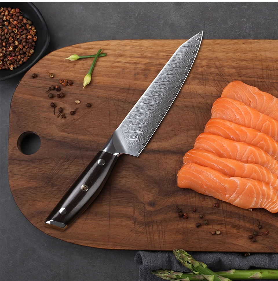 TURWHO " дюймовый универсальный нож 67 слоев японской дамасской стали кухонный нож для очистки овощей Ножи с красной ручкой сандалового дерева