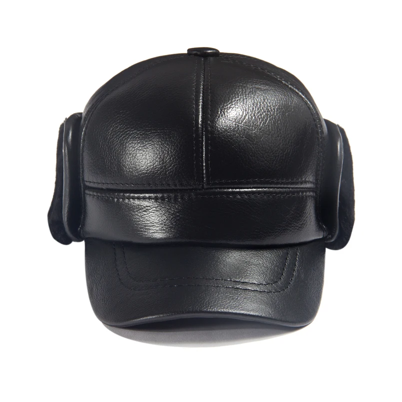 Зимняя бейсбольная Кепка из натуральной кожи, шапка для папы, толстая шляпа, зимняя мужская бейсболка, 56 см, 58 см, 60 см, шапка с холодной защитой, высокое качество