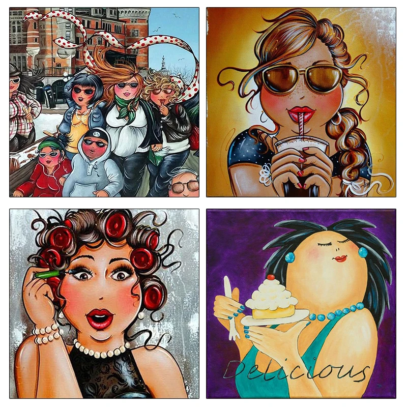 

DIY spuare & round Fat Lady family Diamond Painting Set