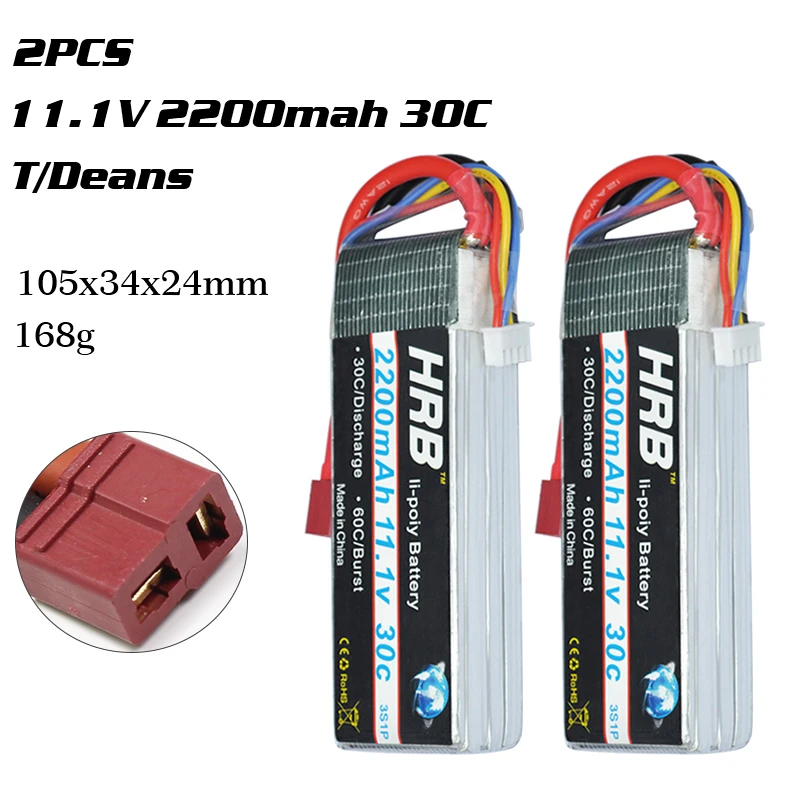 HRB 2S 3S 4S 5S 6S Lipo Батарея 1300 1500 мАч 2200 мАч 2700 мАч 5000 мАч 3300 6000 мА/ч, XT60 T EC5 EC2 7,4 V 11,1 V 14,8 V 22,2 V RC Запчасти - Цвет: 3S 2200mah 30C T