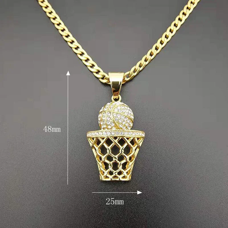 В стиле хип-хоп Стразы ограненные Bling льдом золото Нержавеющая сталь Баскетбол