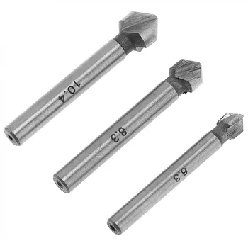 

6x Set 3 Flute HSS Countersink HSS Chamfer End Mill Drill Bits Cutting Tools Kit