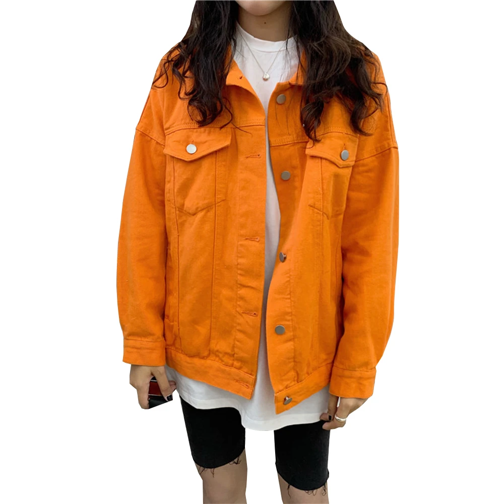 orange blue jean jacket