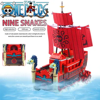 

1099PCS SY6296 Nine Snake Red sailboat Faucet decoration DIY Figures Ornament Large Building Blocks For Children Toys Gift