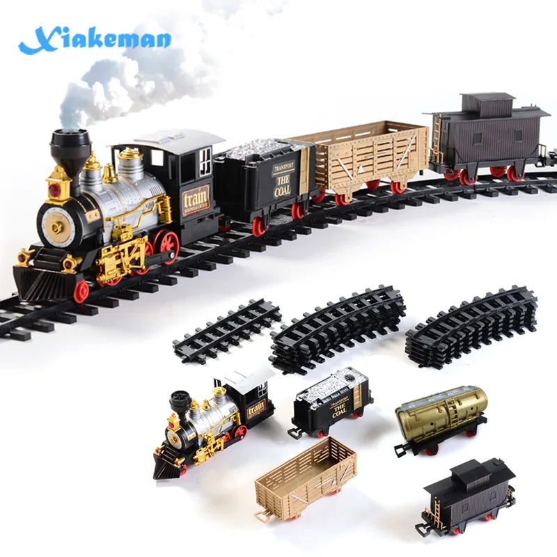 Детский набор игрушек поезд симуляция Ретро Паровая курительная электрическая