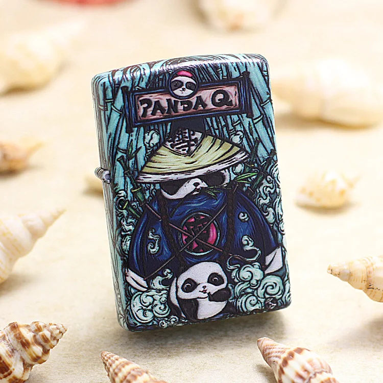 Подлинная Зажигалка Zippo медь оригинальность окрашенные битва панда сигарета