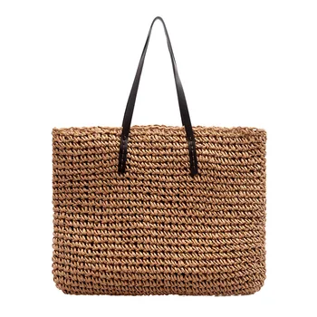 

2020 fashion new shopper handbag Hollow weave straw handbag for women brown handmade bags summer large woven bags girl