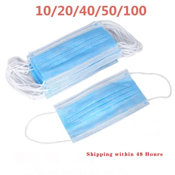 

100Pcs Mouth Mask Face Disposable 3ply Spunbond Nonwoven Mask