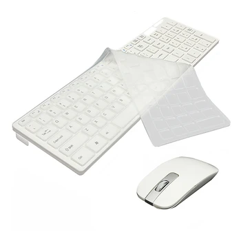 

2.4G Wireless Optical Keyboard + Mouse USB Receiver Kit with Keyboard Cover for PC White