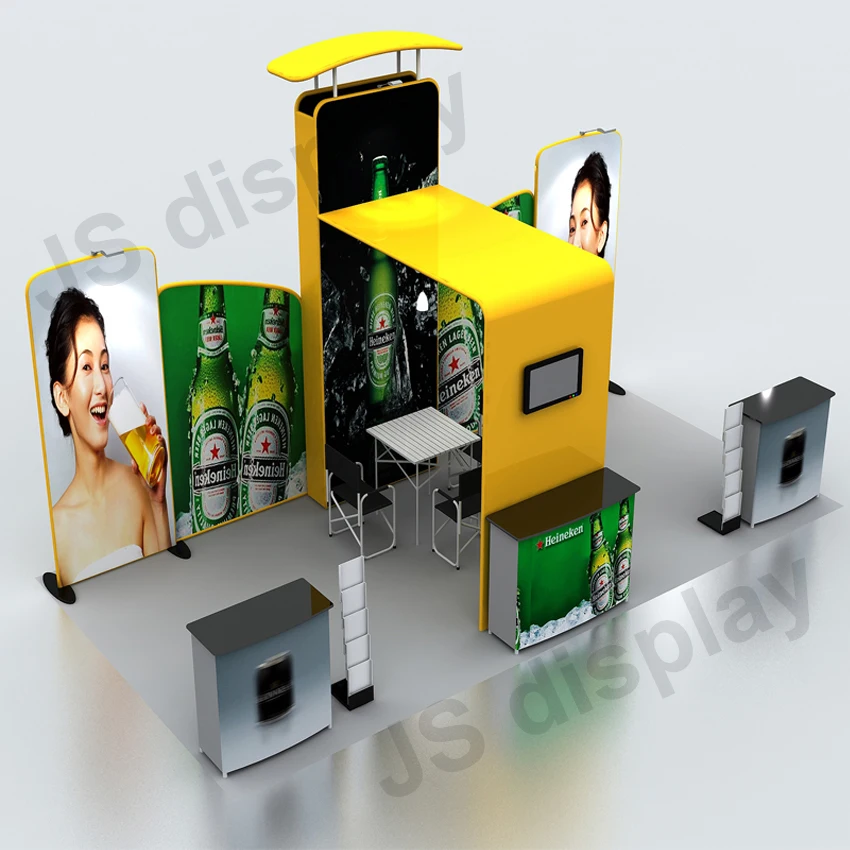 

20ft Натяжной тканевый выставочный стенд, всплывающая система баннеров, наборы с креплением для ТВ, чехол для путешествий