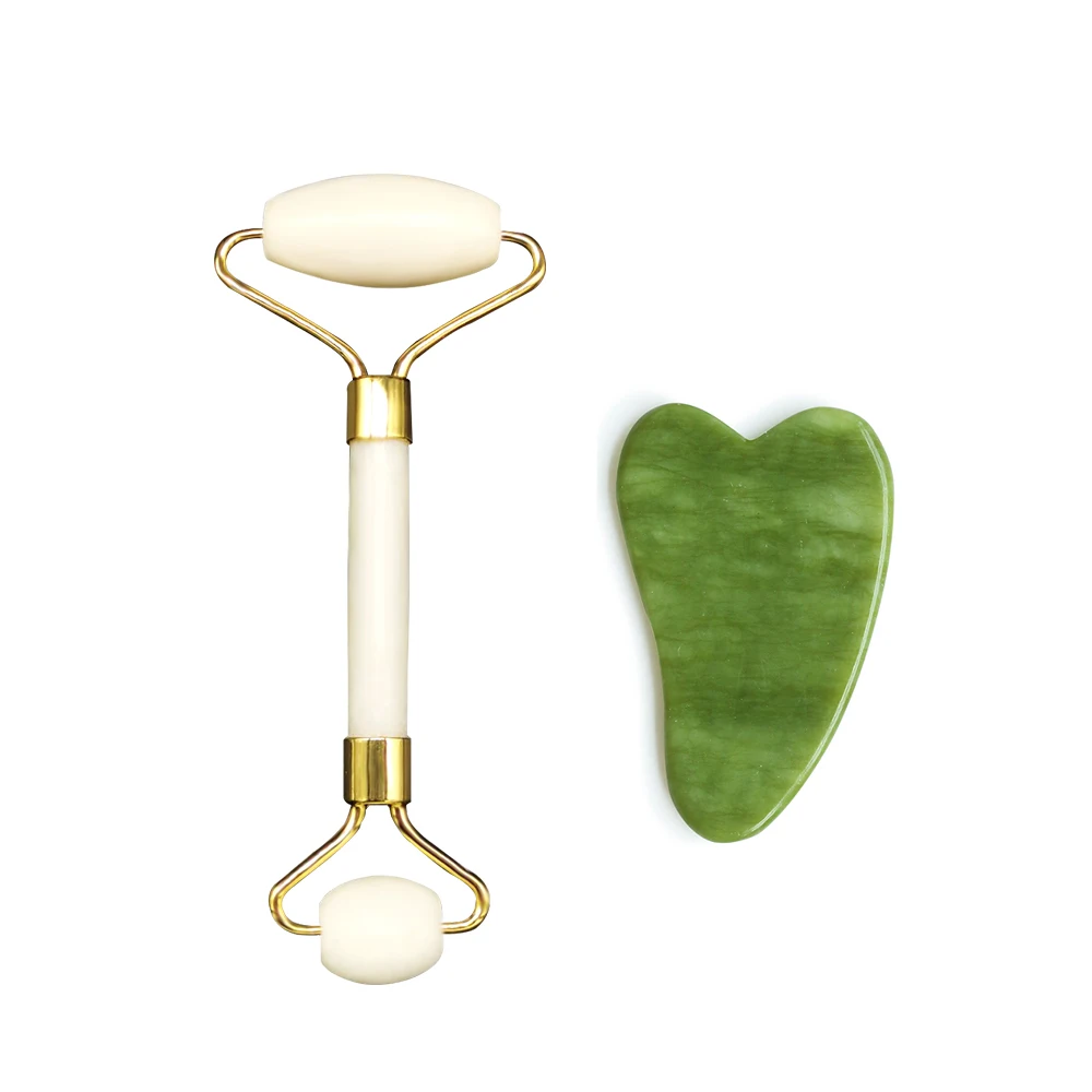 Guasha Scraper Massage Skincare Jade-Roller Natural-Stone Anti-Wrinkles Body-Eye 2-In-1